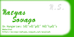 matyas sovago business card